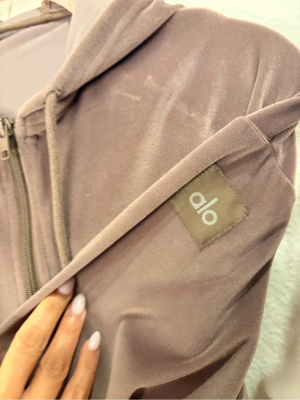 ALO Yoga Dusty Rose Velour Hoodie